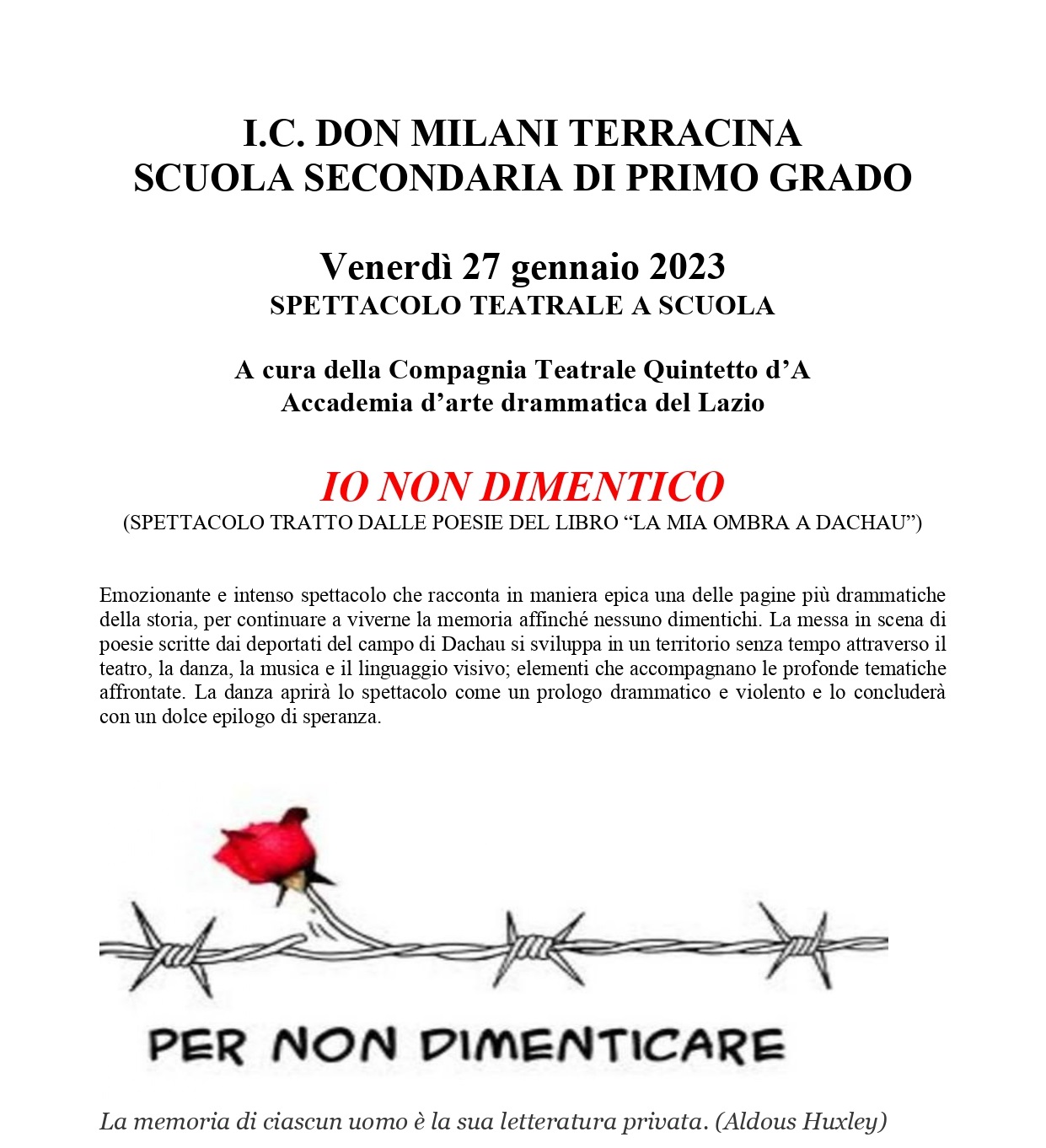 27 GENNAIO 2023 Lettere da Dachau