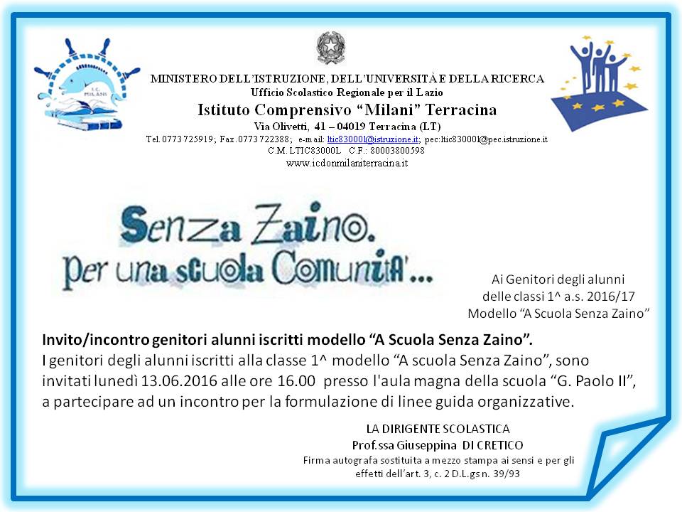 a scuola senza zaino 13 giugno