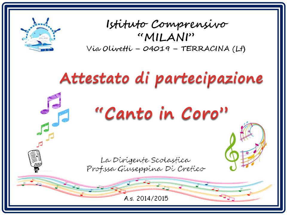attestato canto in coro