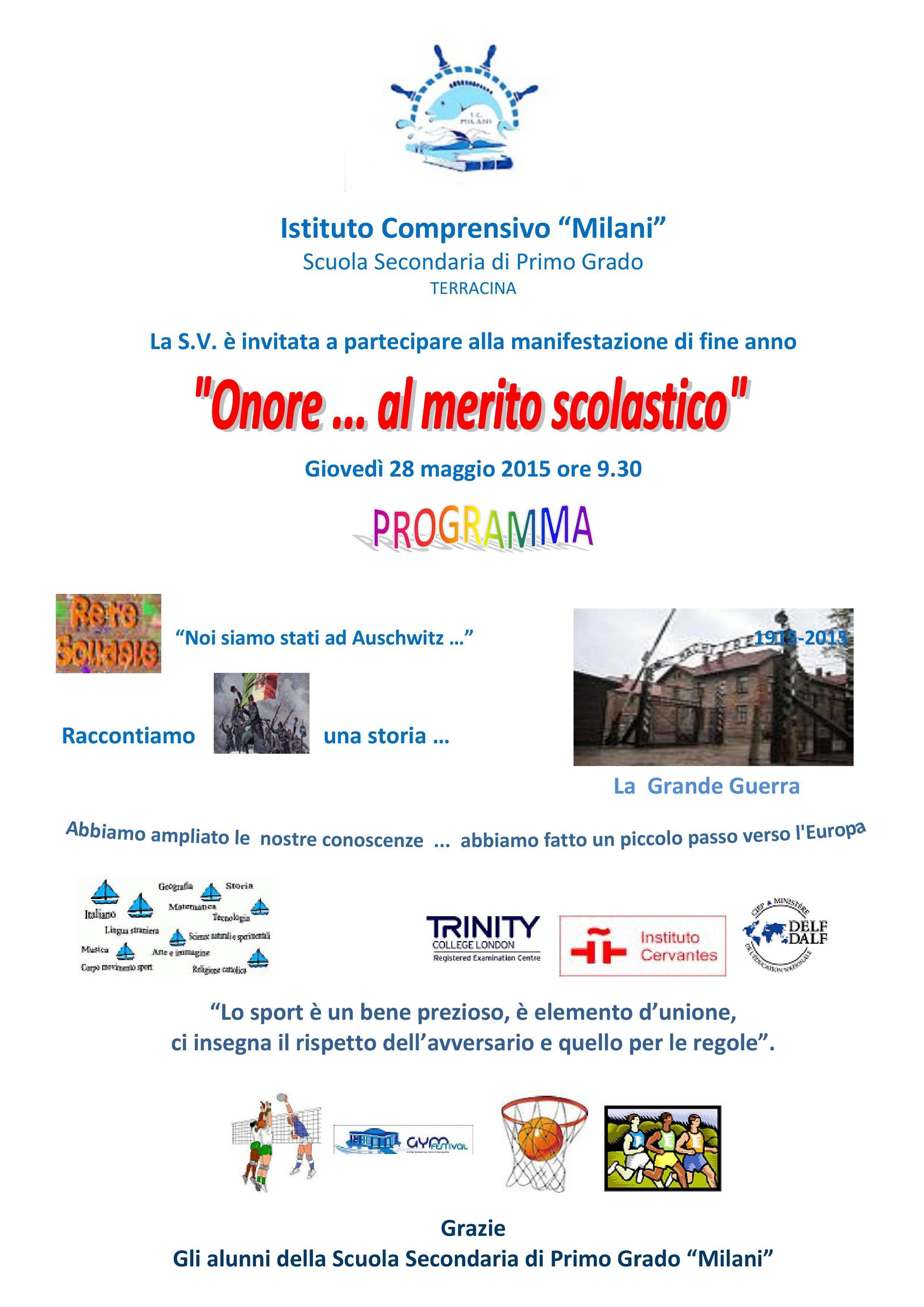 invito onore al merito scolastico